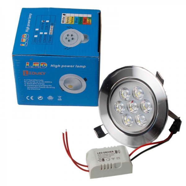 LEDUKY LED Recessed Lighting 7W AC 85V-265V White 6000K 650lm